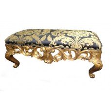 Harrison & Gil Carved Giltwood Upholstered Double Stool