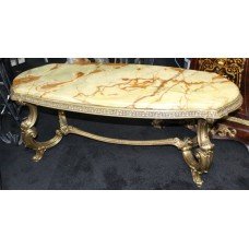 Heavy Brass Coffee Table with Onyx Top