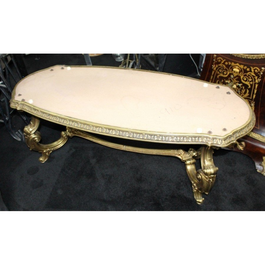 Heavy Brass Coffee Table with Onyx Top