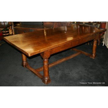 Large Heavy Solid Oak Refectory Table