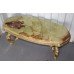 Heavy Vintage Brass Coffee Table with Shaped Onyx Top