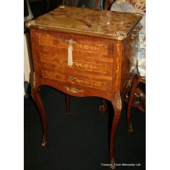 19th c. Inlaid Brass Bound Cocktail Cabinet