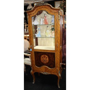 Inlaid Marquetry French Vitrine Cabinet