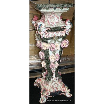 Ornate Italian Floral Ceramic Pedestal