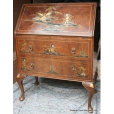 Oriental Hand Painted Japanned Bureau