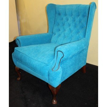 Kingfisher Blue Velvet Upholstered Armchair