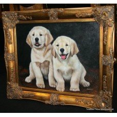 Labrador Puppies Oil on Canvas Painting