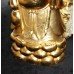 Large Carved Wood Gold Leaf Laughing Buddha on Rocks