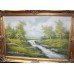 Large Landscape Painting Oil on Canvas Set in Ornate Gilt Frame