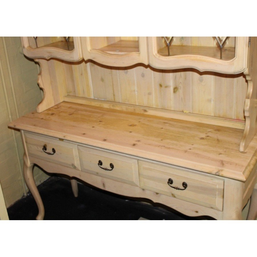 Large Limed Oak Pine Dresser Glazed Cabinet On Stand