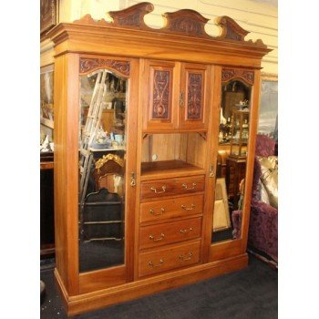 Quality Satinwood Edwardian Triple Companion Wardrobe