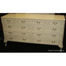 Louis XV Style Cream Long Chest of Drawers