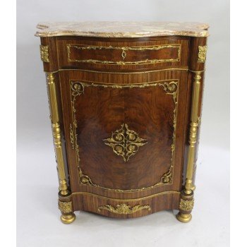 Louis XV Style Pink Marble Topped Serpentine Side Cabinet