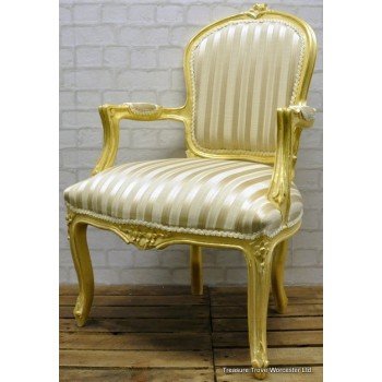 Louis XV Style Gilt Gold Leaf Fauteuil Chair