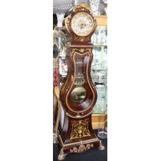 Louis XV Style Walnut & Brass Inlaid Longcase Clock