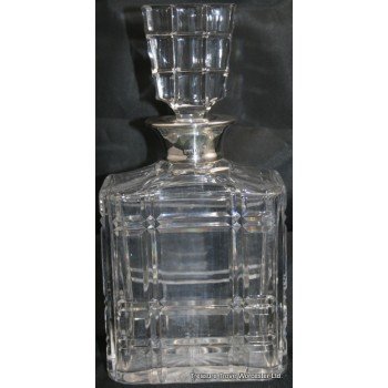 Mappin & Webb Cut Glass Silver Collar Decanter