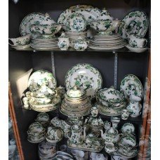 Mason's Ironstone Green Chartreuse Pattern Tea Coffee Dinner Service