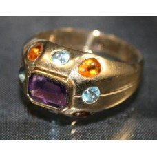 Multicoloured Stone 9ct. Gold Ring