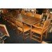 Quality Extending Carved Oak Refectory Table with 10 Leather Chairs