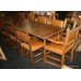 Quality Extending Carved Oak Refectory Table with 10 Leather Chairs