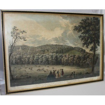 Original Hand Coloured 18th c. Print of Hagley  Park, Worcs Dated 1764