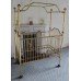 Ornate Brass Four Poster Baby Crib Cot with Canopy Bedding & Lace Drapes