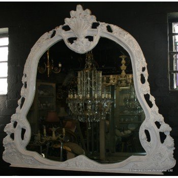 Ornate Carved Shabby Chic Overmantle Mirror