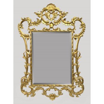 Ornately Hand Carved Giltwood Bevelled Glass Mirror