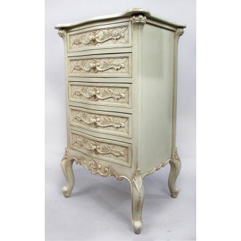 Carved Painted Cream Chest of Drawers