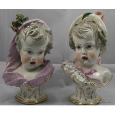 Pair 19th c. Continental Porcelain Busts