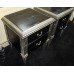 Pair of Black and Silver Leaf Heavy Two Drawer Chest of Drawers Bedsides