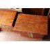 Pair Heavy Wood Bedside Nightstands Chest of Drawers Brass Handles