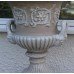 Pair of Heavy Composite Stone Garden Urns on Pedestals