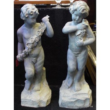 Pair of Imitation Lead Cherub Statues