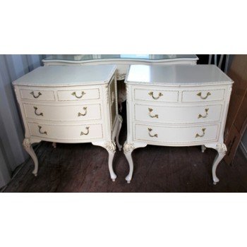 Pair of Louis XV Style Olympus Painted Cream Chest of Drawers