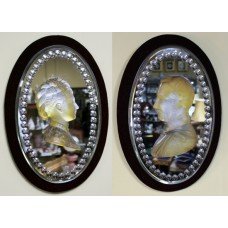 Pair of Mid 19th c. Victoria & Albert Carved Crystal Mirrored Plaques