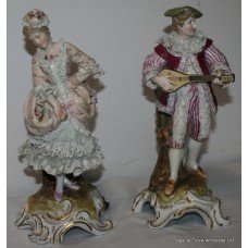 Pair of Antique German Sitzendorf Porcelain Figures