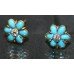 Pair of Victorian Diamond & Turquoise Gold Daisy Ear Studs