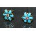 Pair of Victorian Diamond & Turquoise Gold Daisy Ear Studs