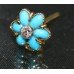 Pair of Victorian Diamond & Turquoise Gold Daisy Ear Studs