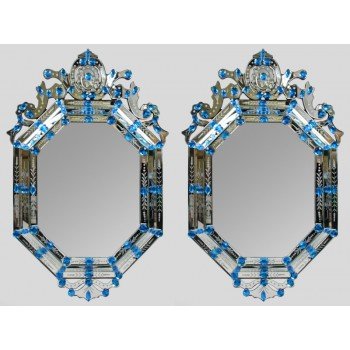 Pair of Decorative Bejewelled Venetian Style Mirrors