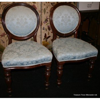 Pair of Victorian Mahogany Balloon Back Side Chairs