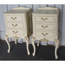 Pair of French Style Olympus Painted Cream Bedside Chest of Drawers