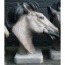 Pair of Painted Composite Stone Horse Bust Sculptures Gateposts