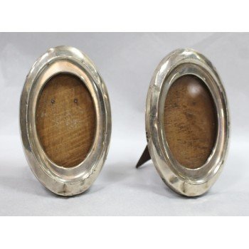 Pair of Small Sterling Silver Oval Picture Frames B'ham 1918