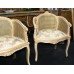 Pair of Washed Gilt French Style Carved Bergere Chairs