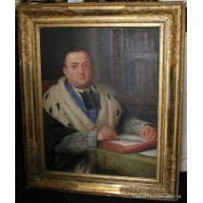 Antique Portrait University Dean Oil on Board