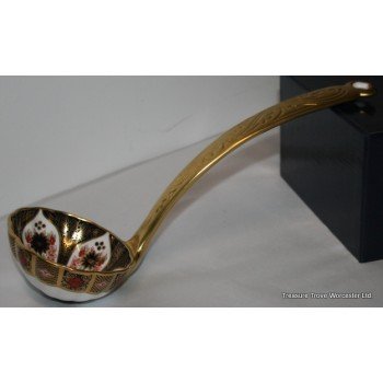 Royal Crown Derby Old Imari Solid Gold Band Soup Tureen Ladle