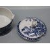 Royal Worcester Dr Wall First Period Blue & White Fence Pattern Butter Tub & Cover