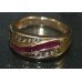 Ruby & Diamond Three Row Twist Yellow Gold Ring